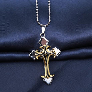 2-Tone Cross Pendant Necklace