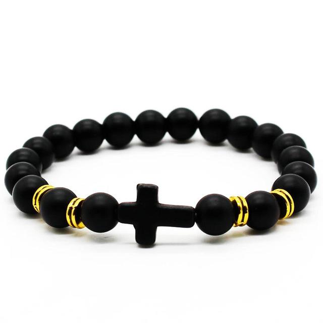 Simple Black Cross Bracelet