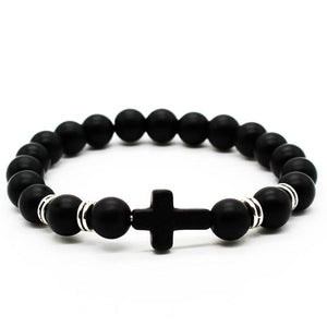 Simple Black Cross Bracelet