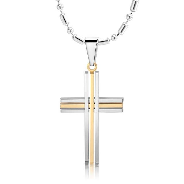 3-Tone Christian Cross Necklace