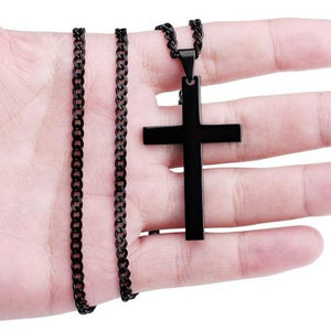 Simple Black Stainless Steel Cross Necklace